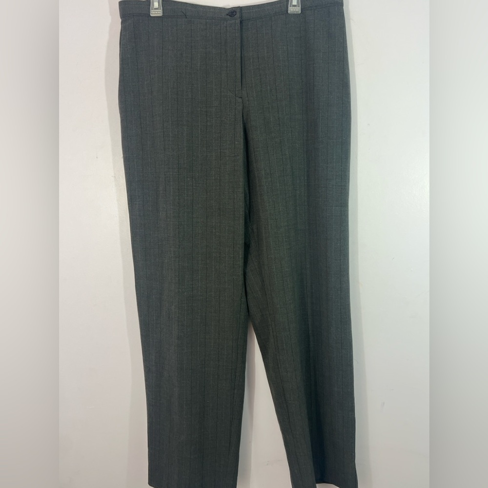 Briggs New York Charcoal Pinstripe Dress Pants Womens 18 Stretch Slacks 36x30